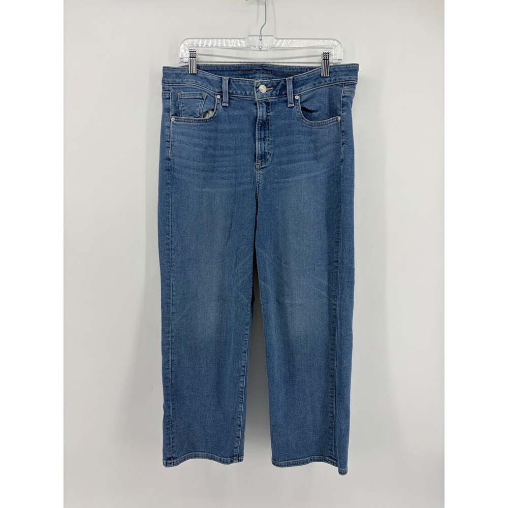 Chico's Womens 12 Blue So Slimming High Rise‎ Straight Crop Jeans Medium Wash
